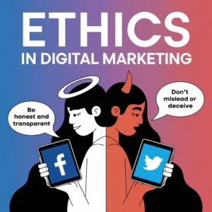 Image of two girls. One showing ethics in digital marketing while the other following unethical digital marketing.